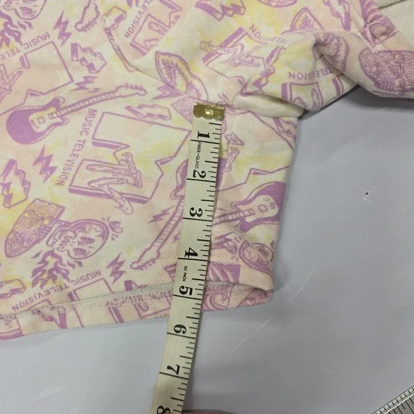 H&M Relaxed Fit MTV Print Sweat Shorts Women's Medium Pink Yellow - Picture 5 of 6